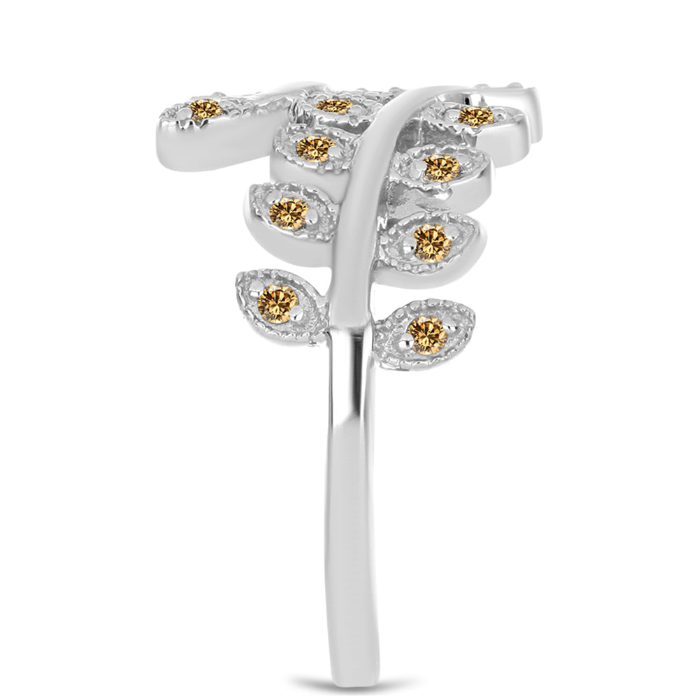 Stříbro 925/1000 - Prsten se Šampaňským Moissanitem - Karátové číslo: 0.18. přibližná hmotnost: 3.25 gramů 4 