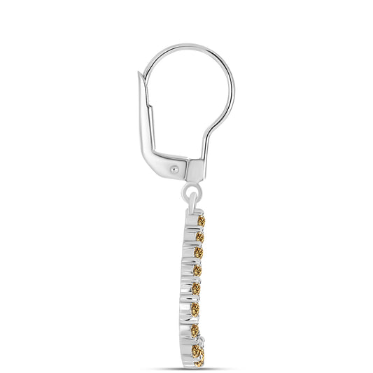 Stříbro 925/1000 - Náušnice se Šampaňským Moissanitem - Karátové číslo: 0.68. přibližná hmotnost: 2.61 gramů