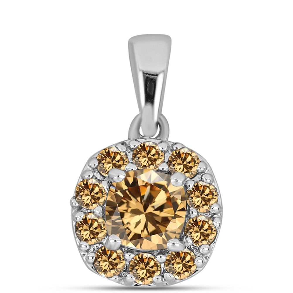 Stříbro 925/1000 - Přívěsek se Šampaňským Moissanitem - Karátové číslo: 0.98. přibližná hmotnost: 1.28 gramů