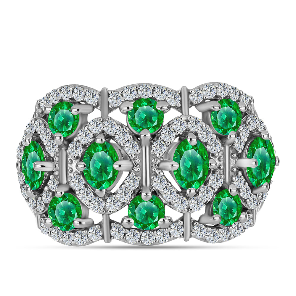 Stříbro 925/1000 - Prsten s Kijani Granátem - Karátové číslo: 1.96. přibližná hmotnost: 4.91 gramů