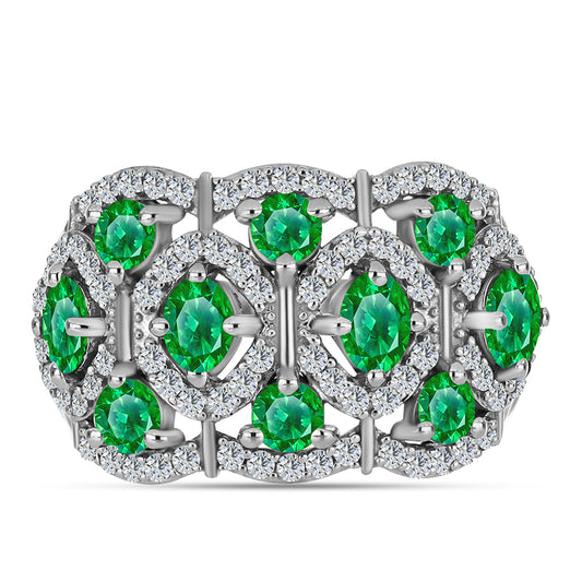 Stříbro 925/1000 - Prsten s Kijani Granátem - Karátové číslo: 1.96. přibližná hmotnost: 4.91 gramů