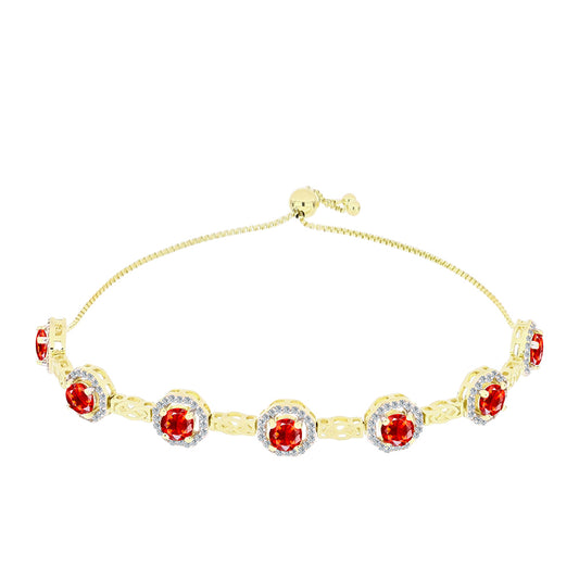 Pozlacené Stříbro 925/1000 - Náramek s Etiopským Červeným Opálem z Lega Dembi a Bílým Topazem - Karátové číslo: 3.04. přibližná hmotnost: 9.67 gramů