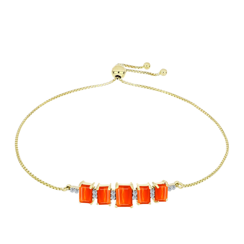 Pozlacené Stříbro 925/1000 - Náramek s Etiopským Červeným Opálem z Lega Dembi a Bílým Topazem - Karátové číslo: 2.07. přibližná hmotnost: 4.98 gramů 1 