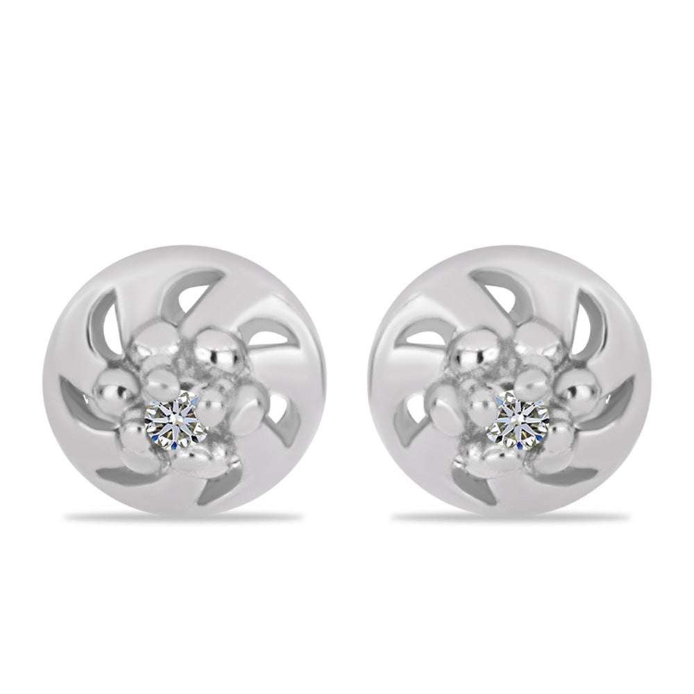 Stříbrné Náušnice s Bílým Diamantem 1 