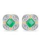 Pozlacené Stříbrné Náušnice s Brazilským Smaragdem a Bílým Zirkonem