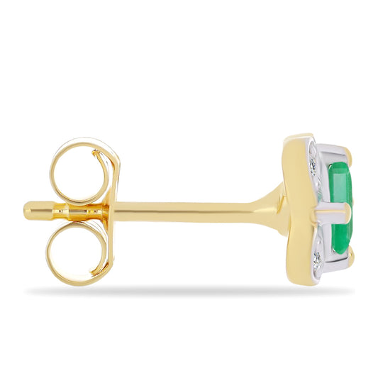 Pozlacené Stříbrné Náušnice s Brazilským Smaragdem a Bílým Zirkonem