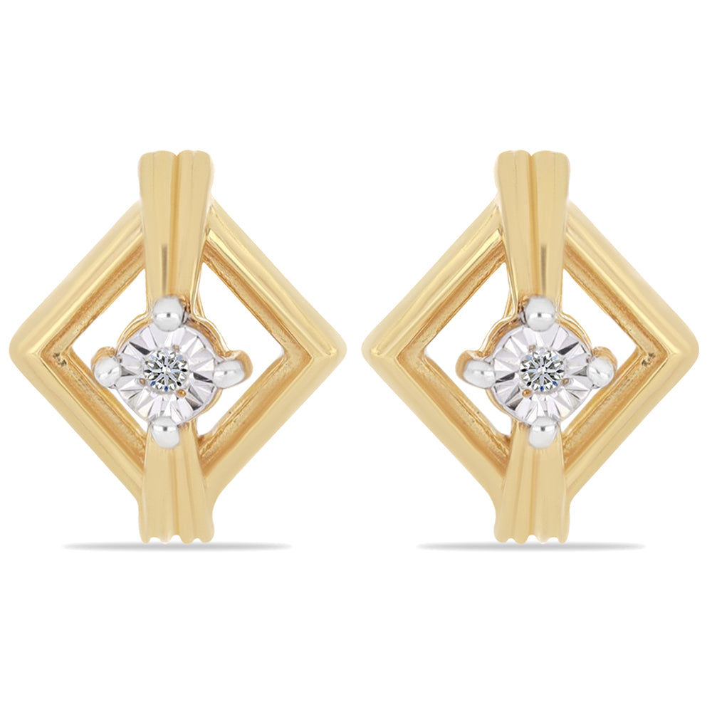 Pozlacené Stříbrné Náušnice s Bílým Diamantem 1 