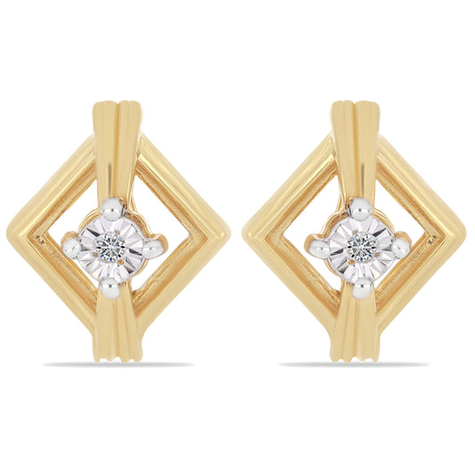 Pozlacené Stříbrné Náušnice s Bílým Diamantem