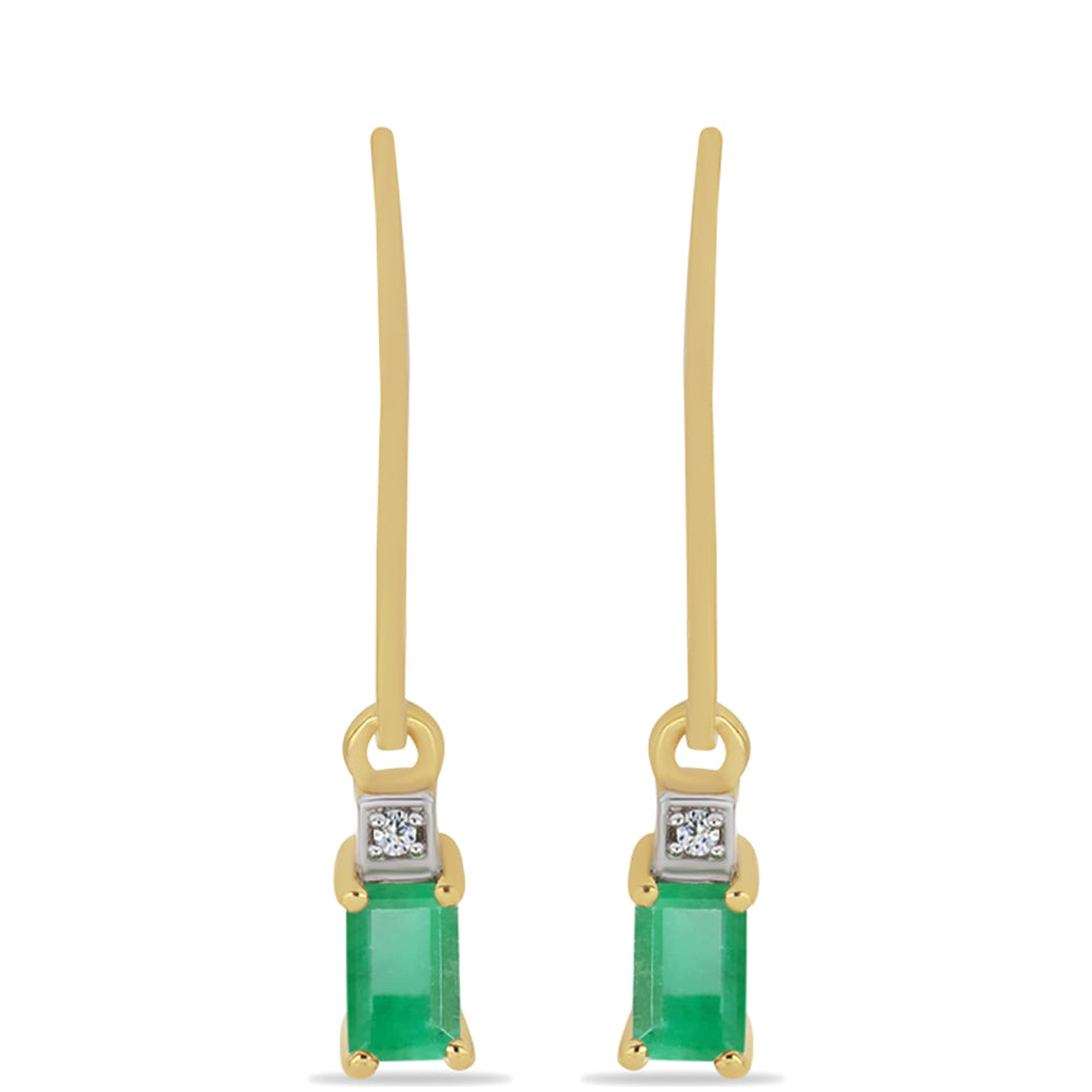 Pozlacené stříbro 925/1000 Náušnice s Brazilským Smaragdem a Bílým Zirkonem - Karátové číslo: 0.62. přibližná hmotnost: 1.59 gramů 1 