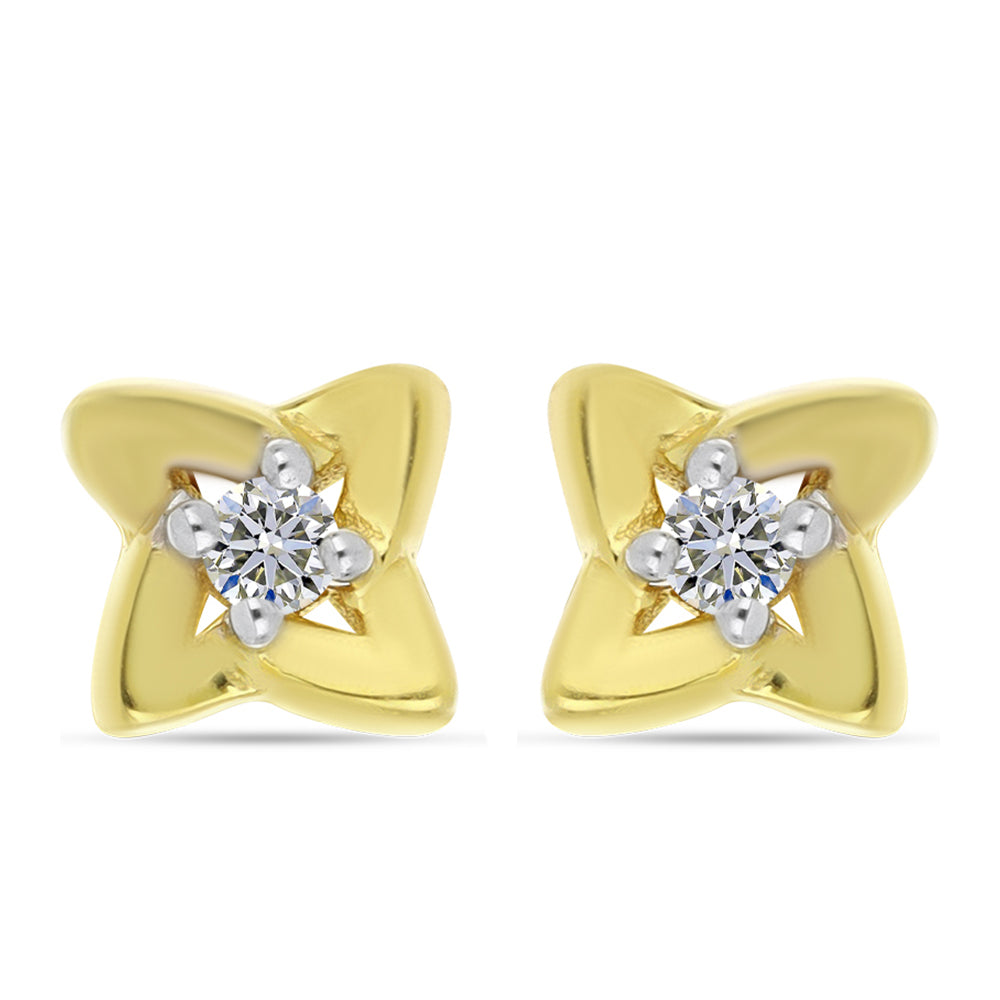 Pozlacené Stříbrné Náušnice s Bílým Diamantem