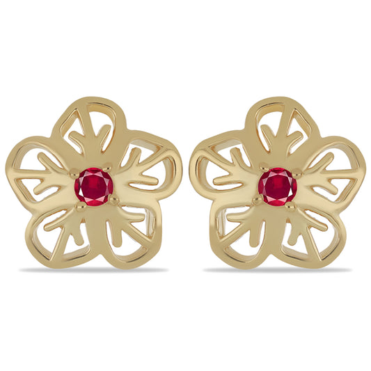 Pozlacené Stříbro 925/1000 - Náušnice s Cruizero Rubelitem - Karátové číslo: 0.3. přibližná hmotnost: 2.91 gramů