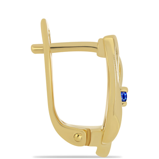 Pozlacené Stříbro 925/1000 - Náušnice s Australským Modrým Safírem - Karátové číslo: 0.12. přibližná hmotnost: 4.07 gramů