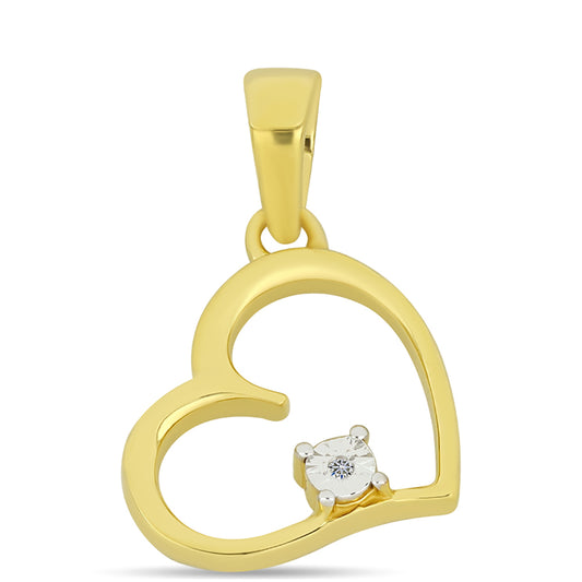 Pozlacené stříbro 925/1000 Přívěsek s Bílým Diamantem - Karátové číslo: 0.01. přibližná hmotnost: 1.61 gramů