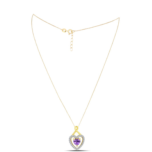 Pozlacené stříbro 925/1000 Náhrdelník s Marockým Ametystem a Bílým Zirkonem - Karátové číslo: 0.65. přibližná hmotnost: 2.51 gramů