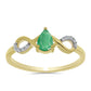 Pozlacené Stříbro 925/1000 - Prsten s Brazilským Smaragdem a Bílým Zirkonem - Karátové číslo: 0.45. přibližná hmotnost: 1.61 gramů