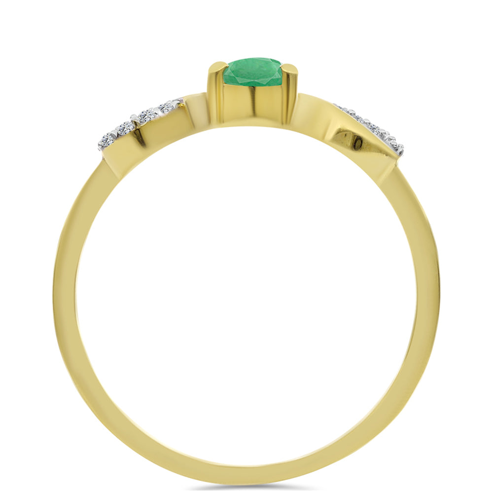 Pozlacené Stříbro 925/1000 - Prsten s Brazilským Smaragdem a Bílým Zirkonem - Karátové číslo: 0.45. přibližná hmotnost: 1.62 gramů 2 