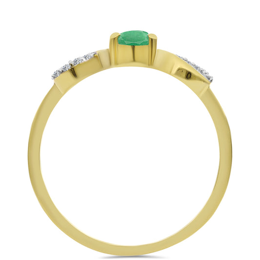 Pozlacený Stříbrný Prsten s Brazilským Smaragdem a Bílým Zirkonem