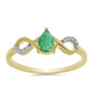 Pozlacené Stříbro 925/1000 - Prsten s Brazilským Smaragdem a Bílým Zirkonem - Karátové číslo: 0.45. přibližná hmotnost: 1.62 gramů