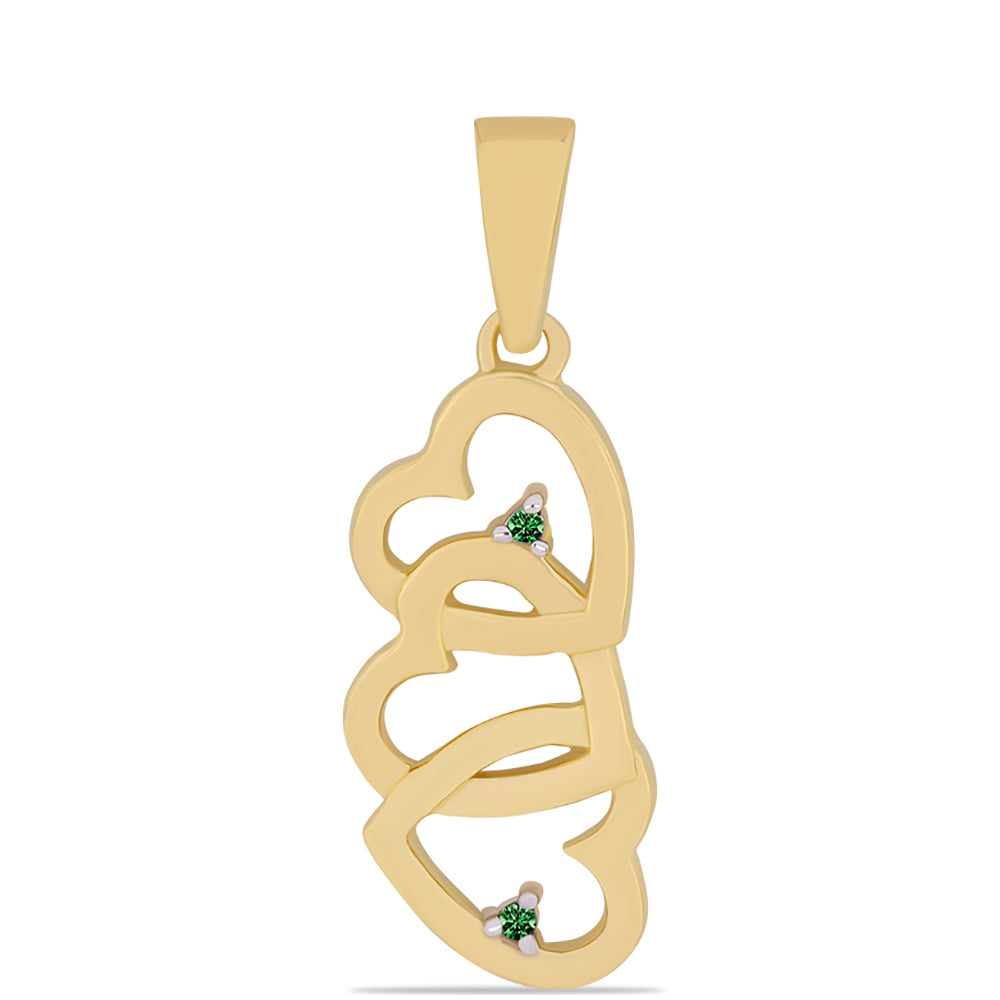 Pozlacené Stříbro 925/1000 - Přívěsek se Zeleným Diamantem - Karátové číslo: 0.01. přibližná hmotnost: 1.83 gramů