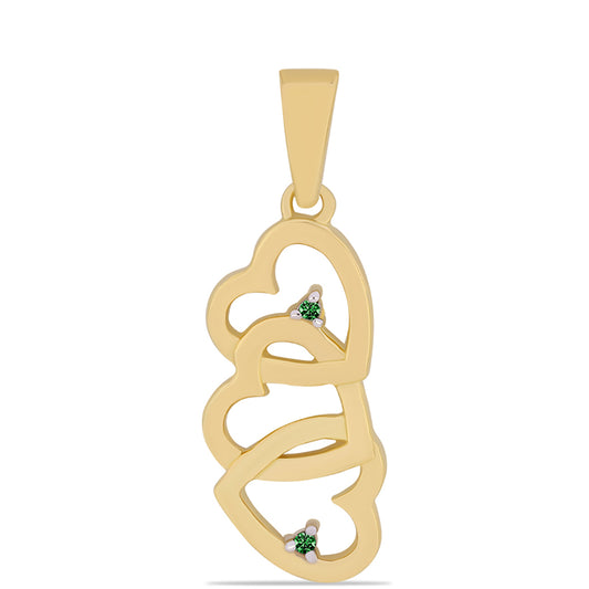 Pozlacené Stříbro 925/1000 - Přívěsek se Zeleným Diamantem - Karátové číslo: 0.01. přibližná hmotnost: 1.83 gramů