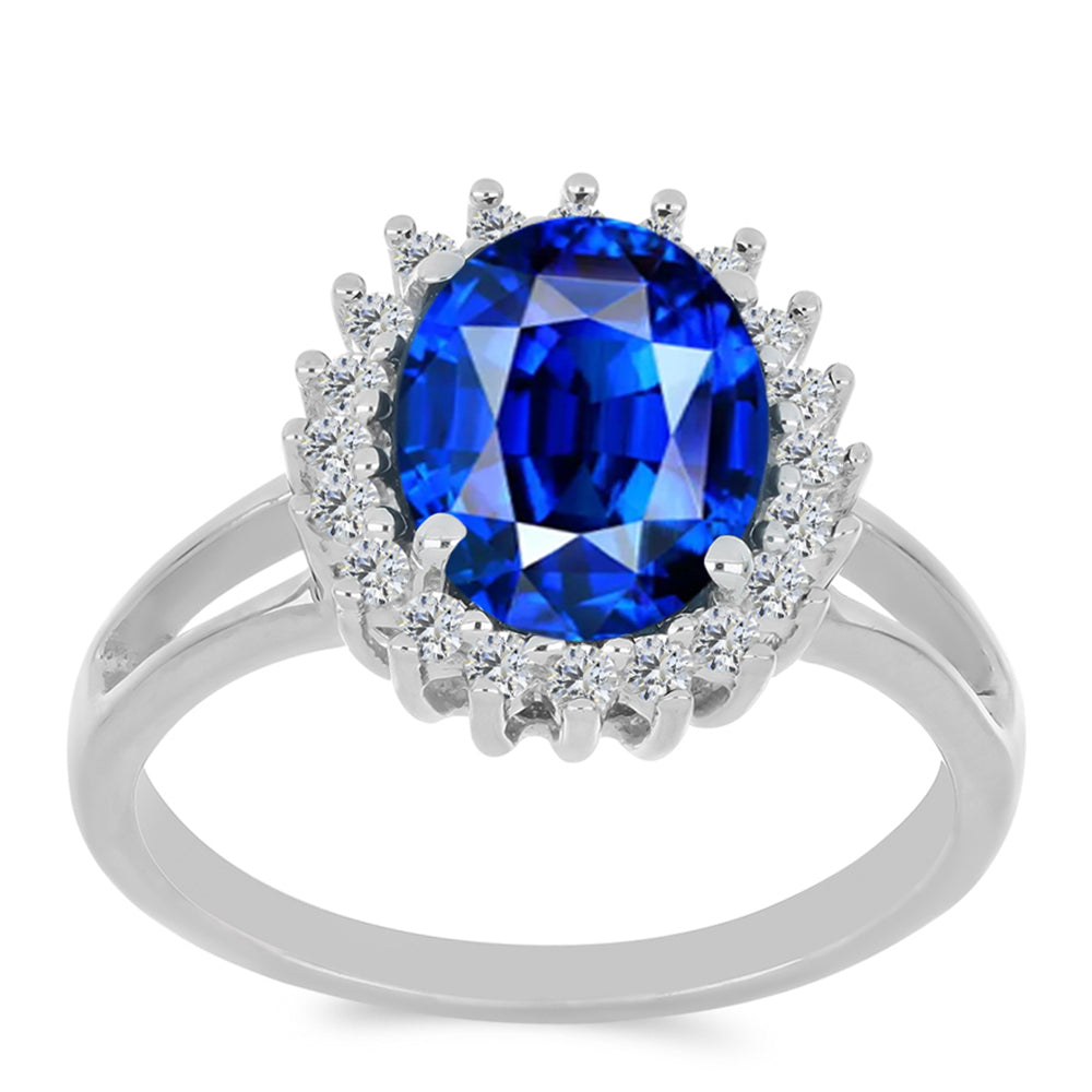 Stříbro 925/1000 - Prsten s Umělým Safírem a Bílým Zirkonem - Karátové číslo: 2.35. přibližná hmotnost: 3.18 gramů 3 