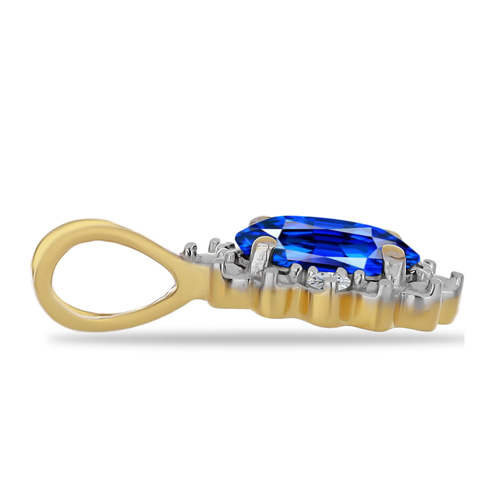 Pozlacené Stříbro 925/1000 - Přívěsek s Australským Modrým Safírem a Bílým Zirkonem - Karátové číslo: 1.15. přibližná hmotnost: 0.88 gramů 2 