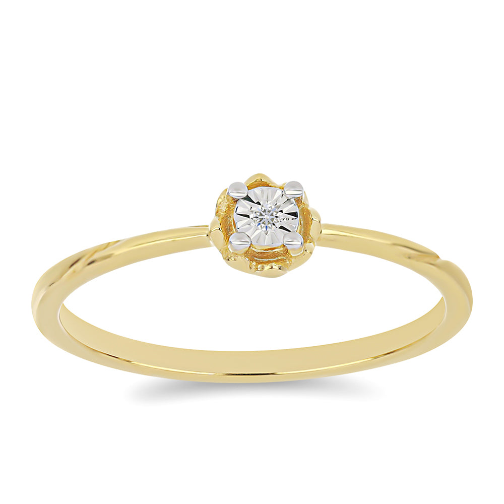 Pozlacené stříbro 925/1000 Prsten s Bílým Diamantem - Karátové číslo: 0.01. přibližná hmotnost: 1.18 gramů 3 