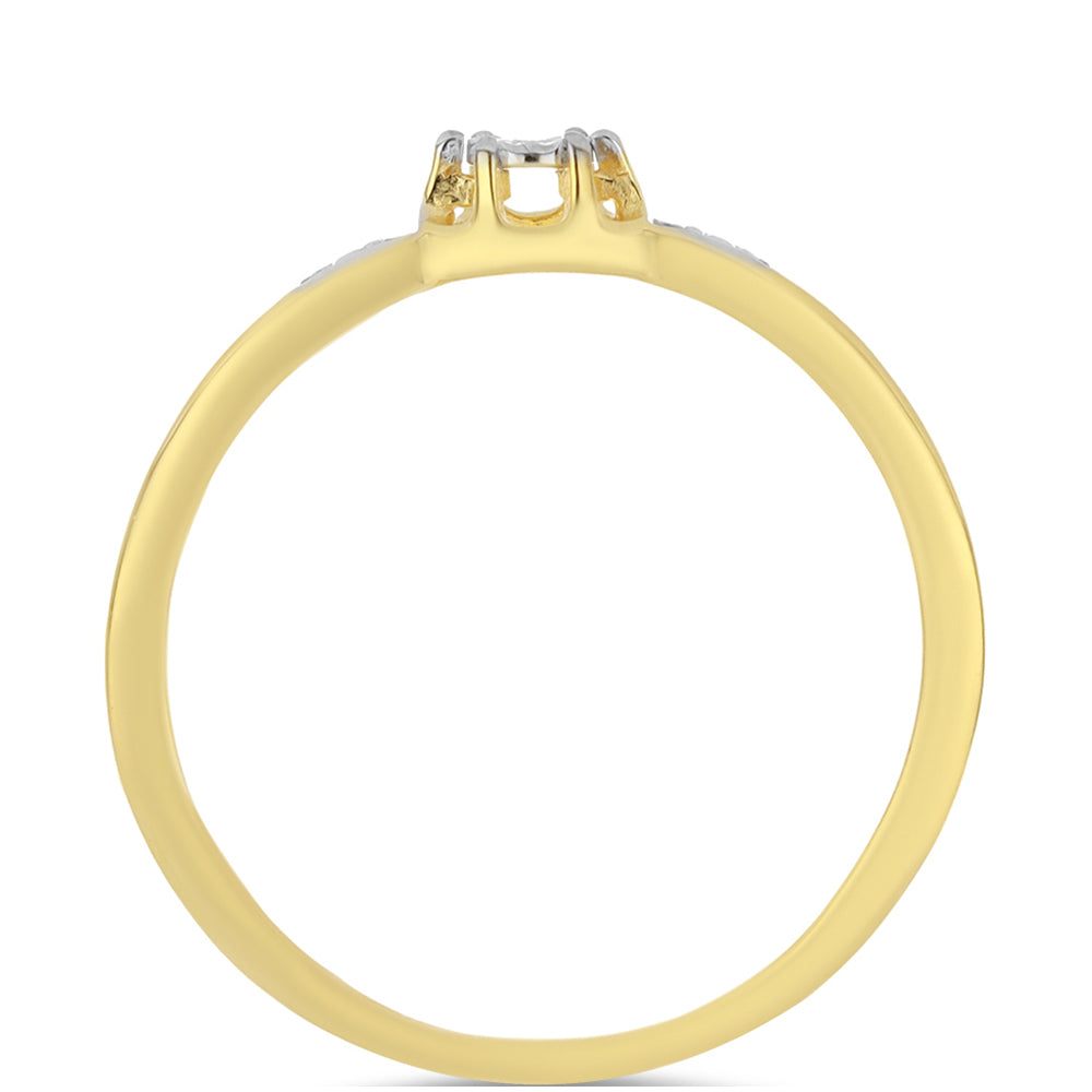 Pozlacené Stříbro 925/1000 - Prsten s Bílým Diamantem - Karátové číslo: 0.01. přibližná hmotnost: 1.43 gramů