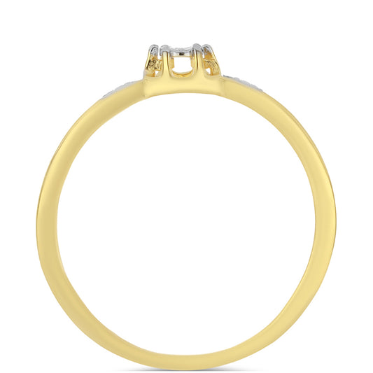 Pozlacené Stříbro 925/1000 - Prsten s Bílým Diamantem - Karátové číslo: 0.01. přibližná hmotnost: 1.43 gramů