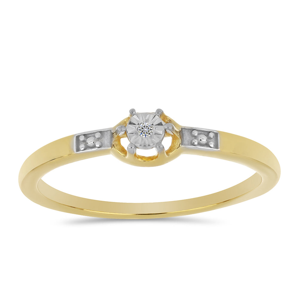 Pozlacené Stříbro 925/1000 - Prsten s Bílým Diamantem - Karátové číslo: 0.01. přibližná hmotnost: 1.43 gramů 3 