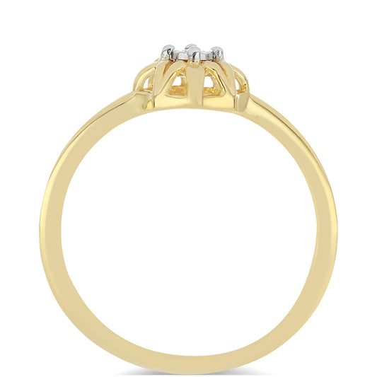 Pozlacené Stříbro 925/1000 - Prsten s Bílým Diamantem - Karátové číslo: 0.01. přibližná hmotnost: 1.51 gramů