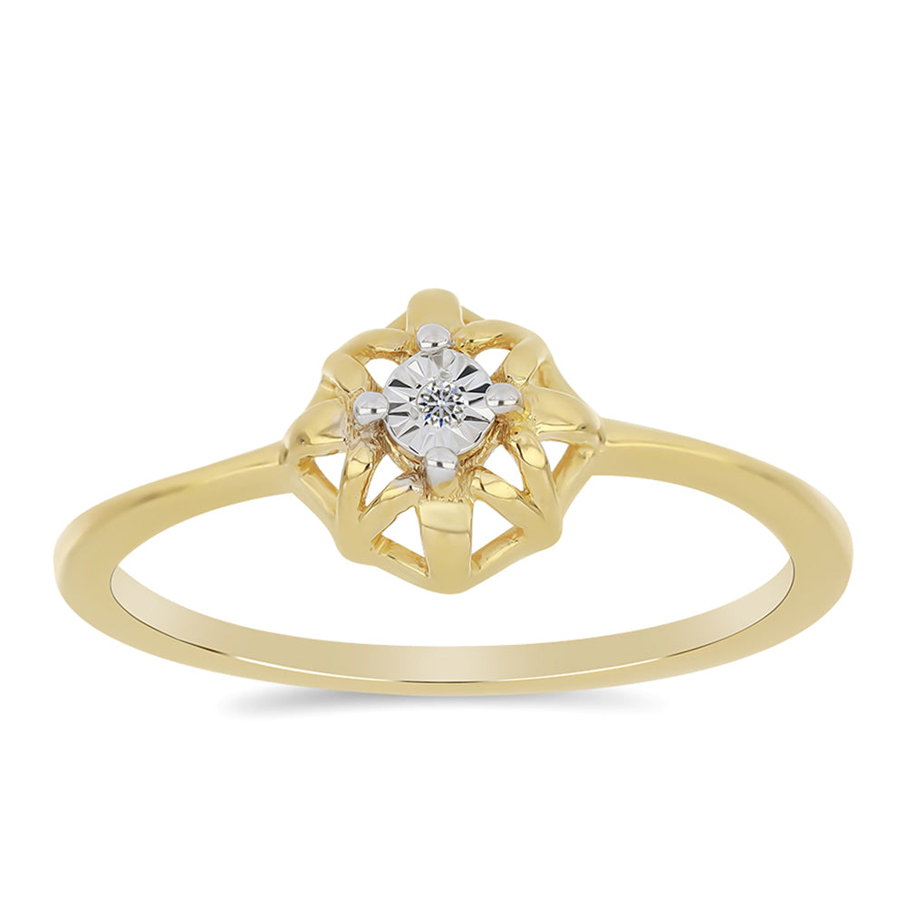 Pozlacené Stříbro 925/1000 - Prsten s Bílým Diamantem - Karátové číslo: 0.01. přibližná hmotnost: 1.51 gramů 3 