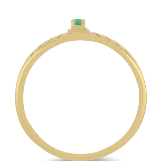 Pozlacené Stříbro 925/1000 - Prsten s Brazilským Smaragdem - Karátové číslo: 0.04. přibližná hmotnost: 2.26 gramů