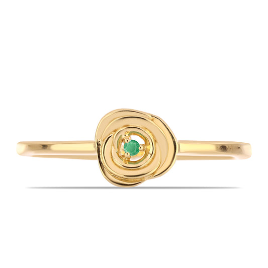 Pozlacený Stříbrný Prsten s Brazilským Smaragdem
