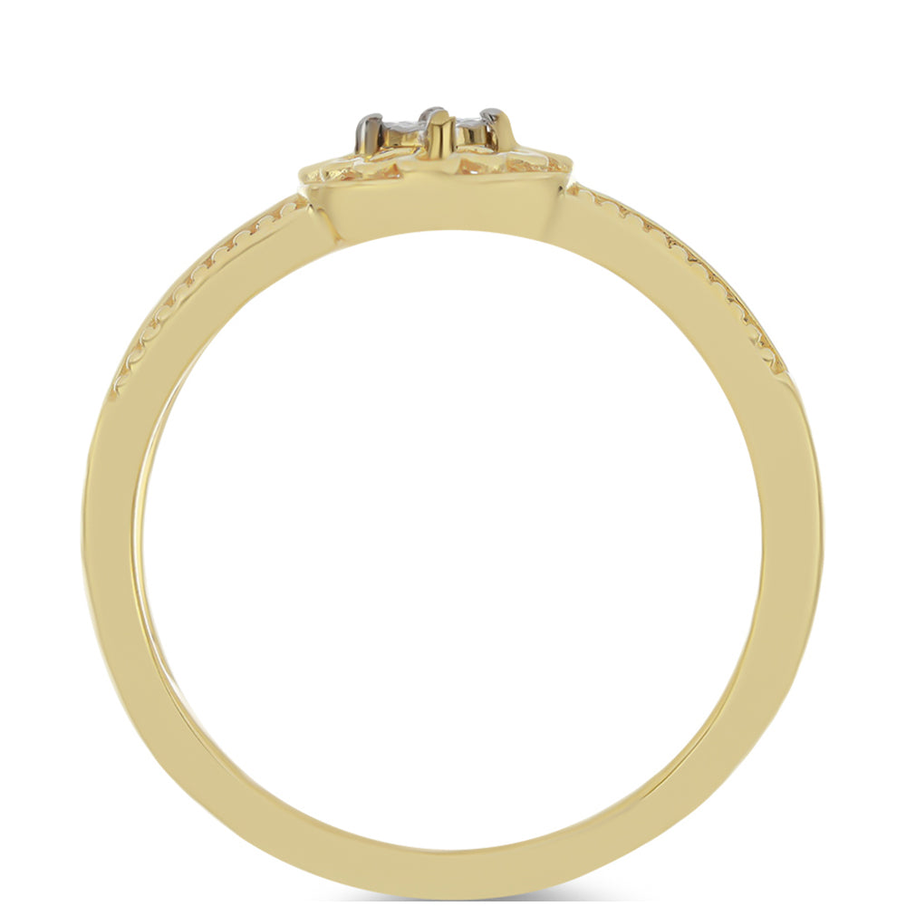 Pozlacené Stříbro 925/1000 - Prsten s Bílým Diamantem - Karátové číslo: 0.01. přibližná hmotnost: 1.91 gramů