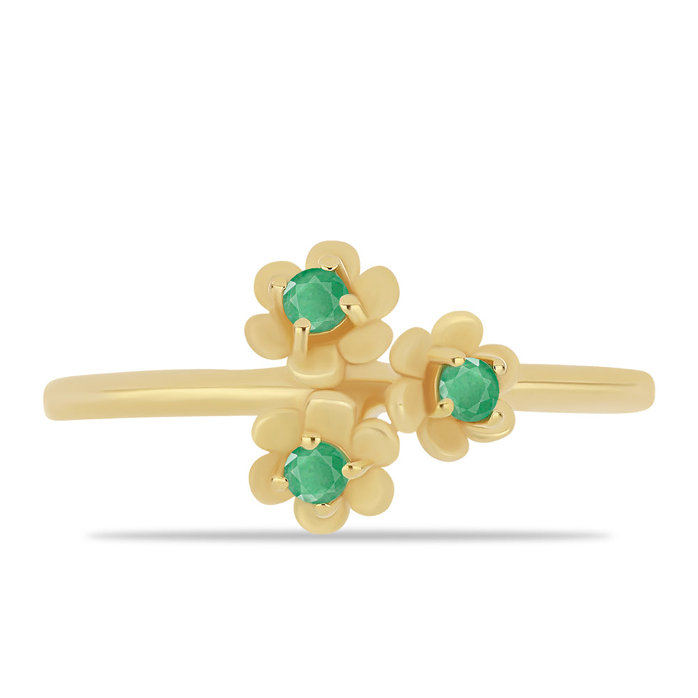 Pozlacený 925 / 1000 Sterlingové Stříbro Prsten s Brazilským Smaragdem