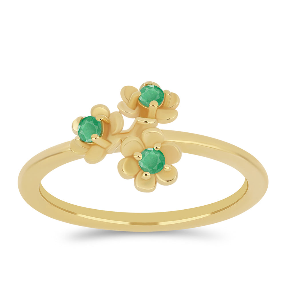 Pozlacený 925 / 1000 Sterlingové Stříbro Prsten s Brazilským Smaragdem 3 