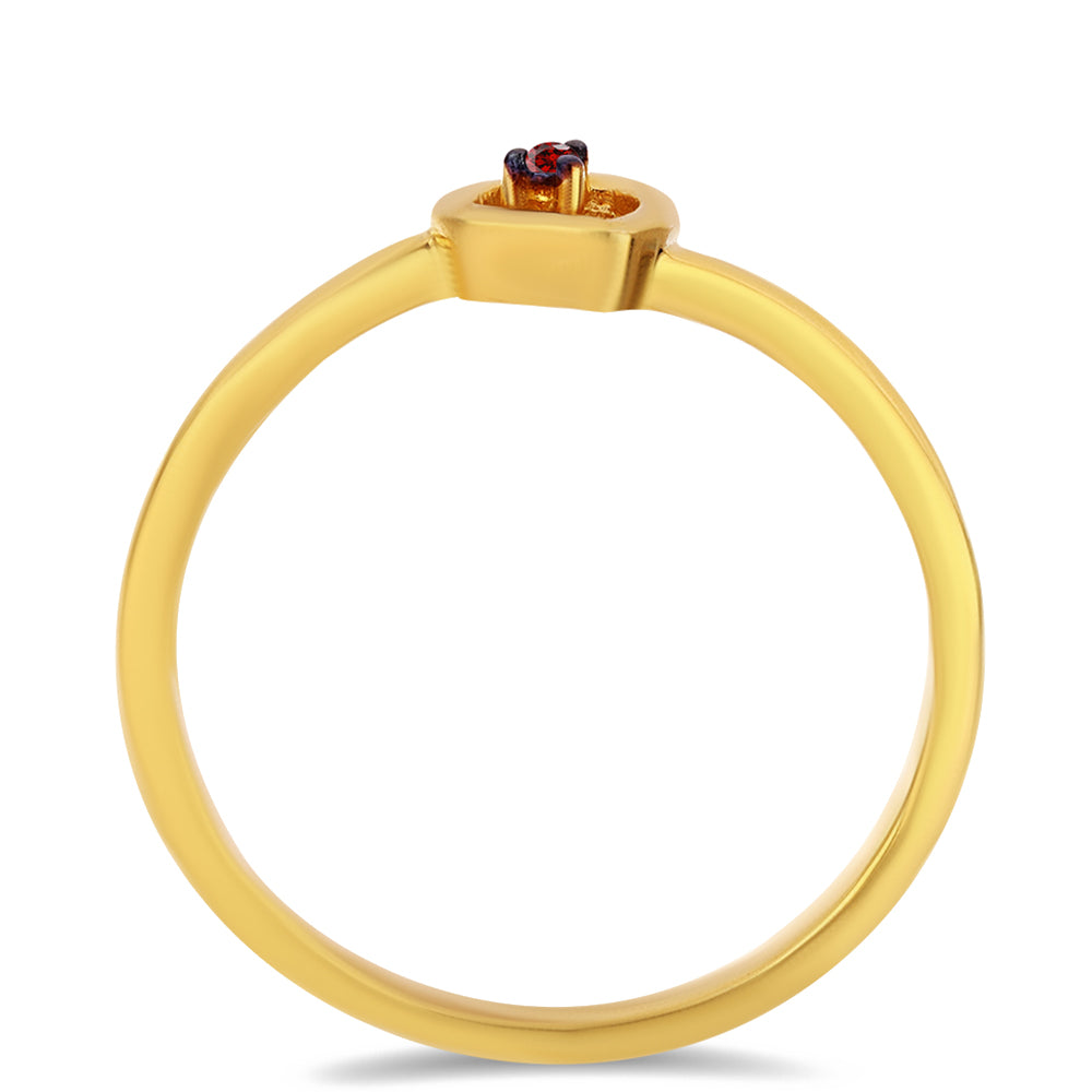 Pozlacené Stříbro 925/1000 - Prsten s Červeným Diamantem - Karátové číslo: 0.01. přibližná hmotnost: 1.68 gramů