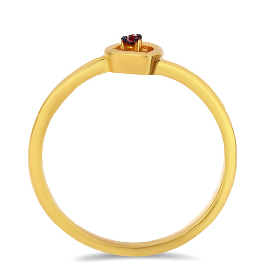 Pozlacené Stříbro 925/1000 - Prsten s Červeným Diamantem - Karátové číslo: 0.01. přibližná hmotnost: 1.68 gramů
