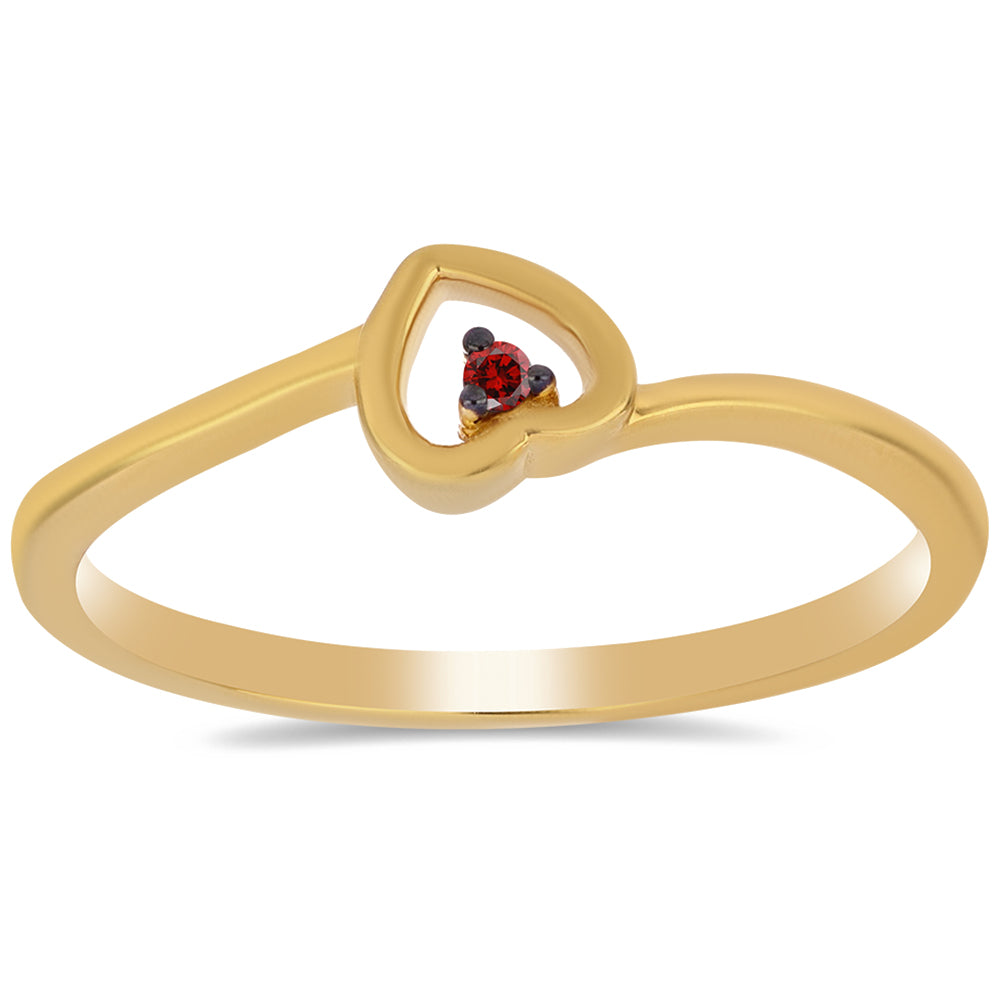 Pozlacené Stříbro 925/1000 - Prsten s Červeným Diamantem - Karátové číslo: 0.01. přibližná hmotnost: 1.68 gramů