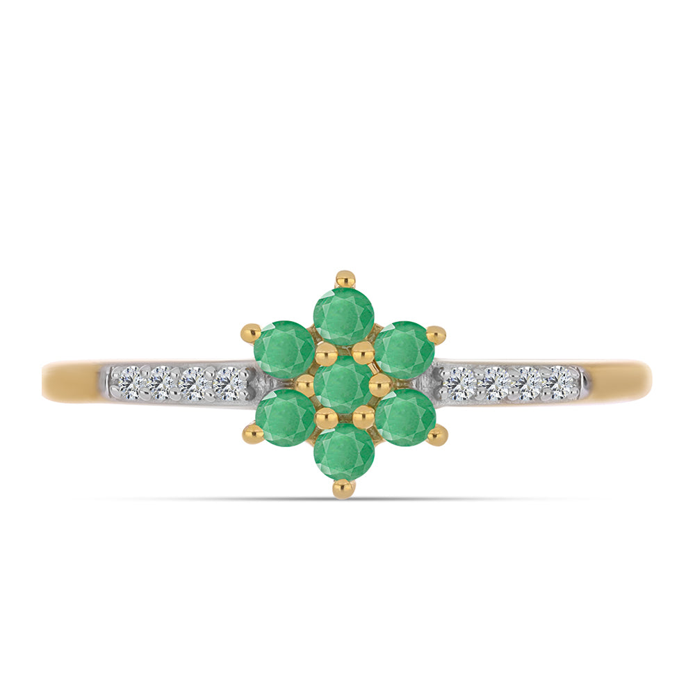 Pozlacený 925 / 1000 Sterlingové Stříbro Prsten s Brazilským Smaragdem a Bílým Zirkonem 1 