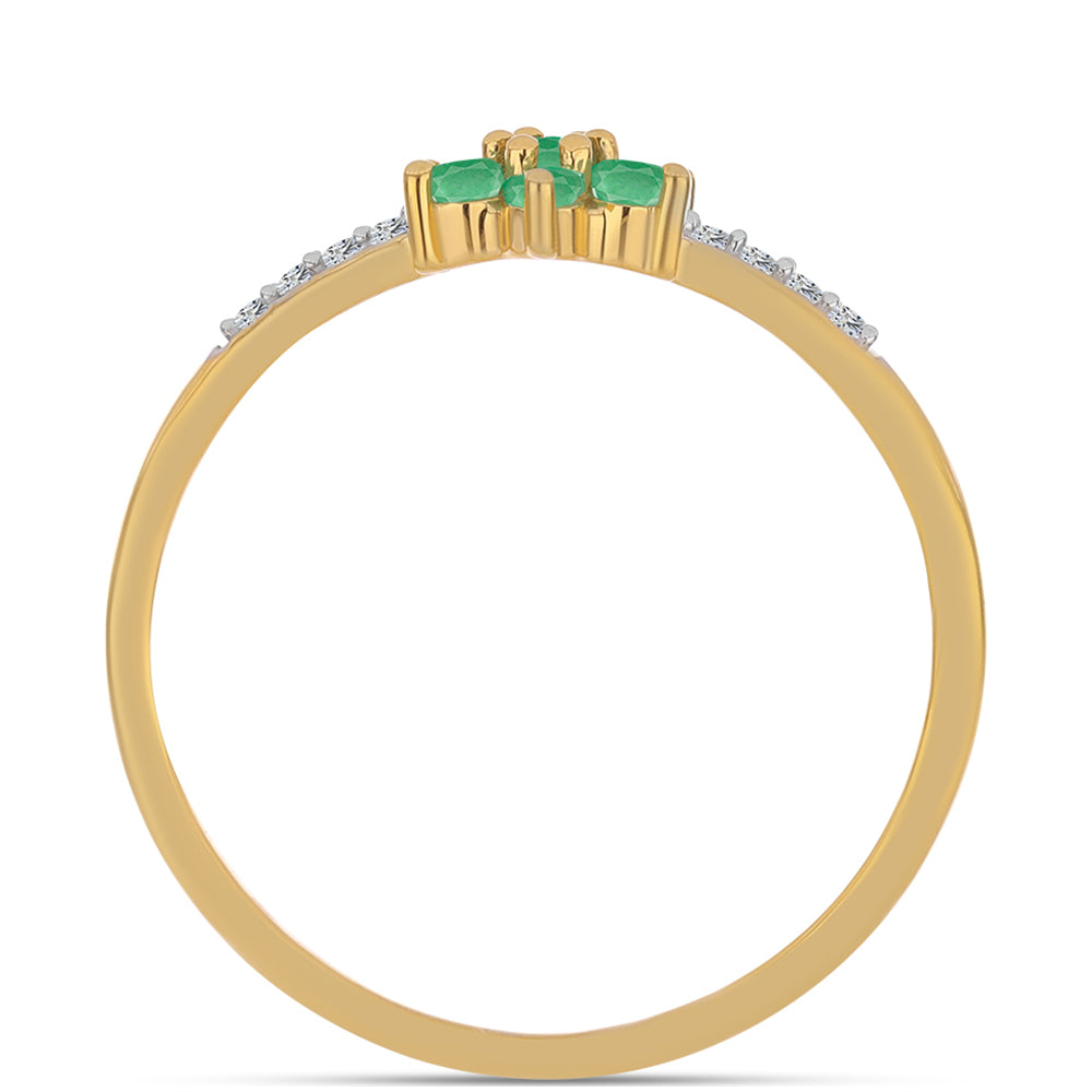 Pozlacený 925 / 1000 Sterlingové Stříbro Prsten s Brazilským Smaragdem a Bílým Zirkonem