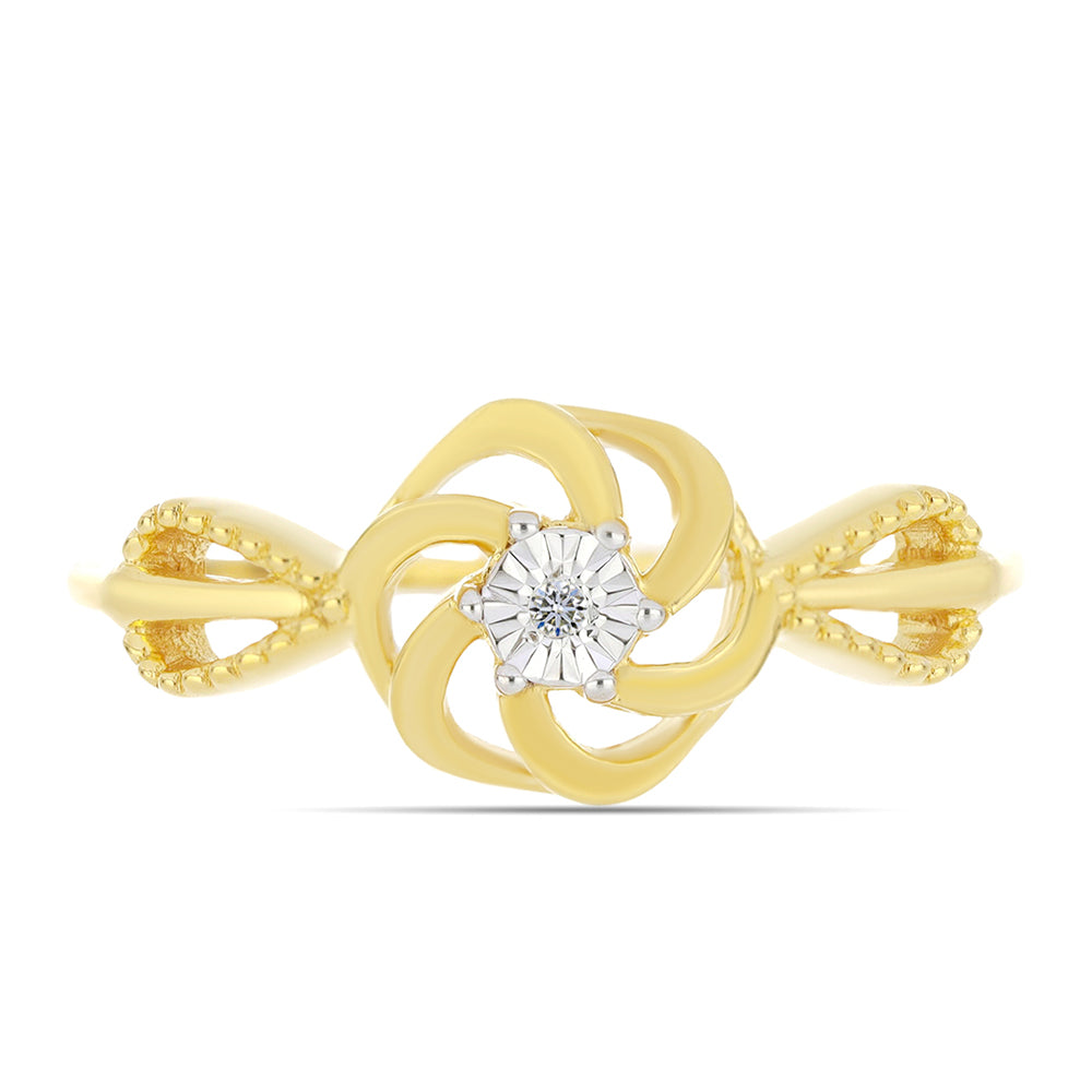 Pozlacený Stříbrný Prsten s Bílým Diamantem