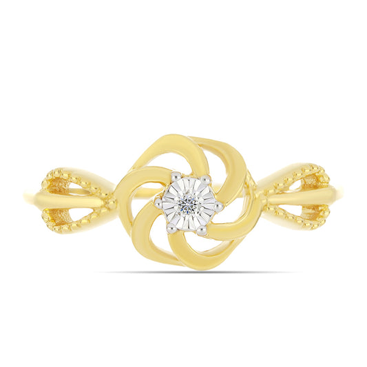 Pozlacený Stříbrný Prsten s Bílým Diamantem