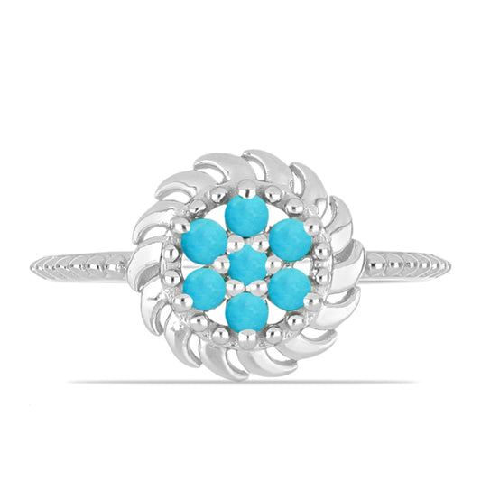 Stříbro 925/1000 Prsten s Tyrkysem Sleeping Beauty - Karátové číslo: 0.26. přibližná hmotnost: 2.61 gramů