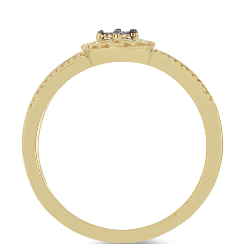 Pozlacené Stříbro 925/1000 - Prsten se Zeleným Diamantem - Karátové číslo: 0.01. přibližná hmotnost: 2.06 gramů