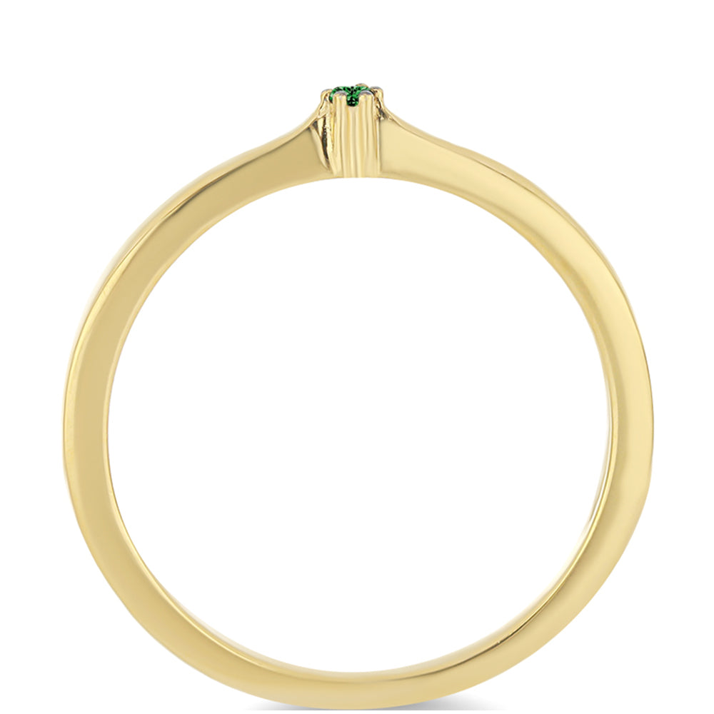 Pozlacený 925 / 1000 Sterlingové Stříbro Prsten se Zeleným Diamantem 2 