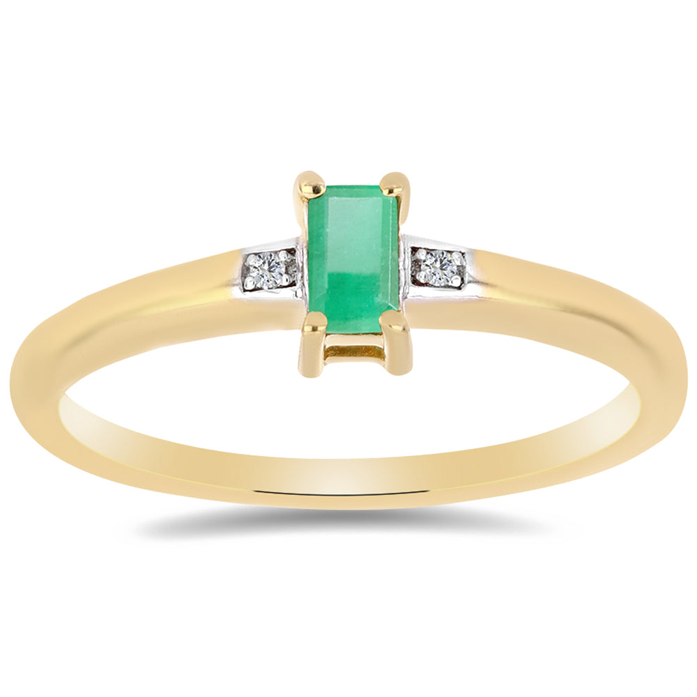 Pozlacený Stříbrný Prsten s Brazilským Smaragdem a Bílým Zirkonem 3 
