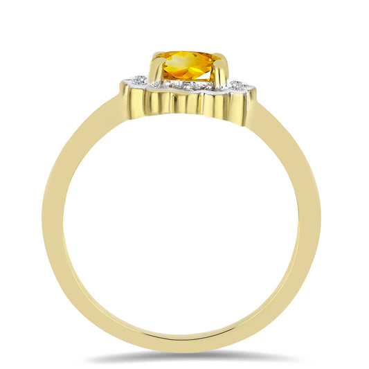 Pozlacený Stříbrný Prsten s Uralským Citrínem a Bílým Zirkonem