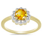 Pozlacený Stříbrný Prsten s Uralským Citrínem a Bílým Zirkonem